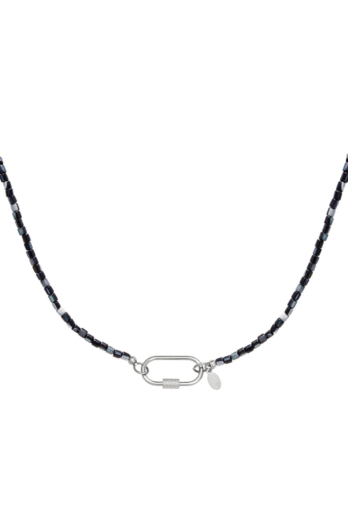 Colorful necklace with oval closure Black Stainless Steel h5 