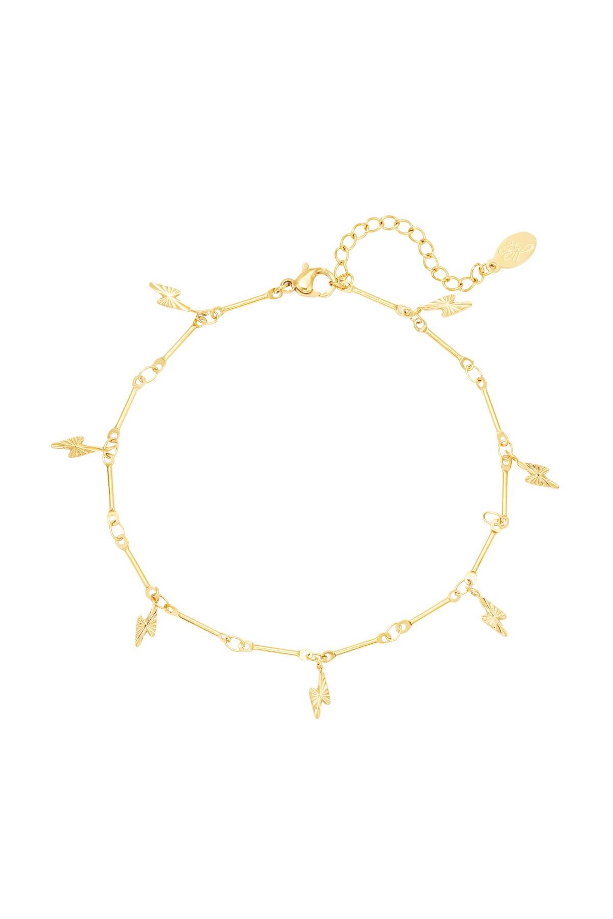 Anklet with lightning bolt charm Gold Stainless Steel 