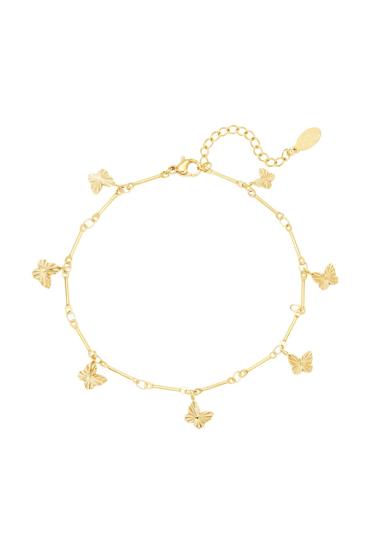 Stainless steel anklet butterfly Gold 