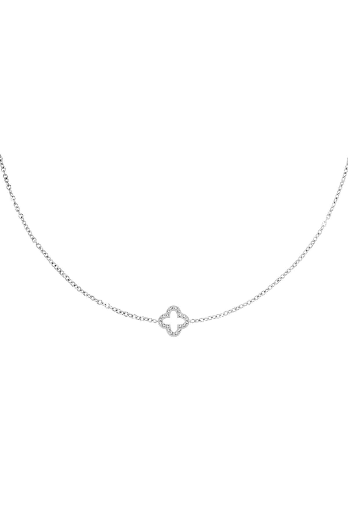 Necklace clover zircon Silver Stainless Steel h5 