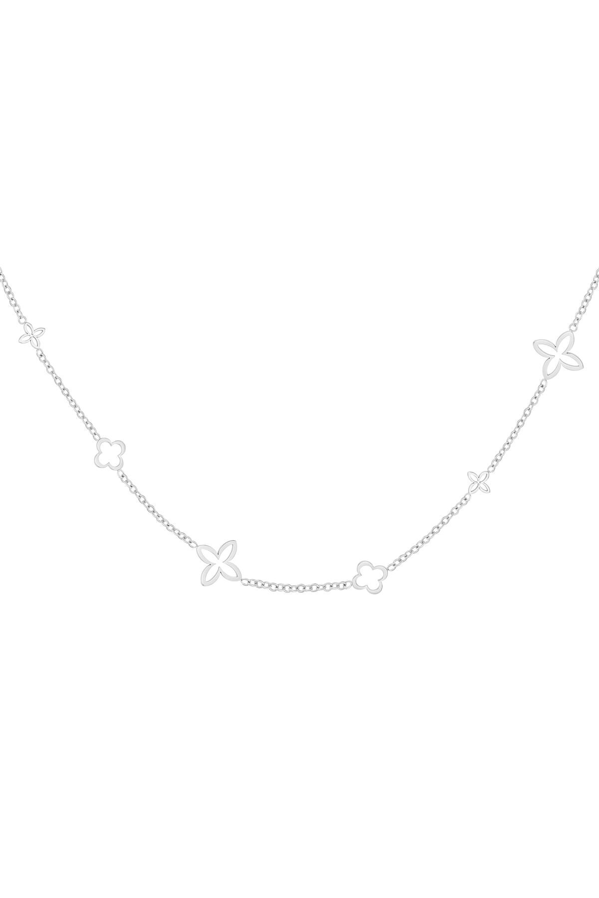 Minimalist charm necklace clovers Silver Stainless Steel 