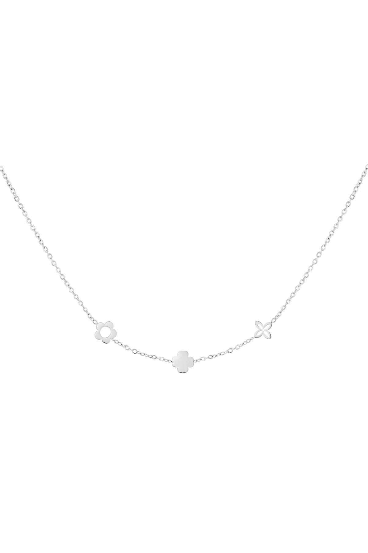 Necklace with three different flowers Silver Stainless Steel h5 