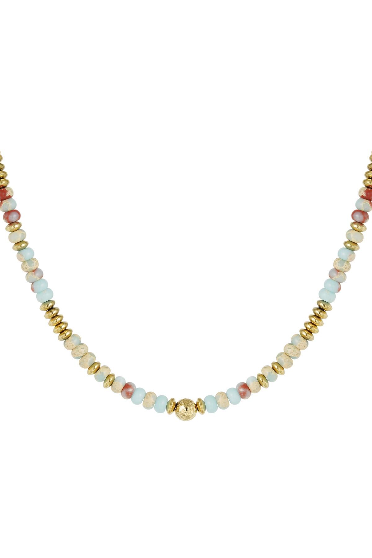 Necklace with multi-coloured stone beads - Natural stone collection Light Blue Hematite h5 