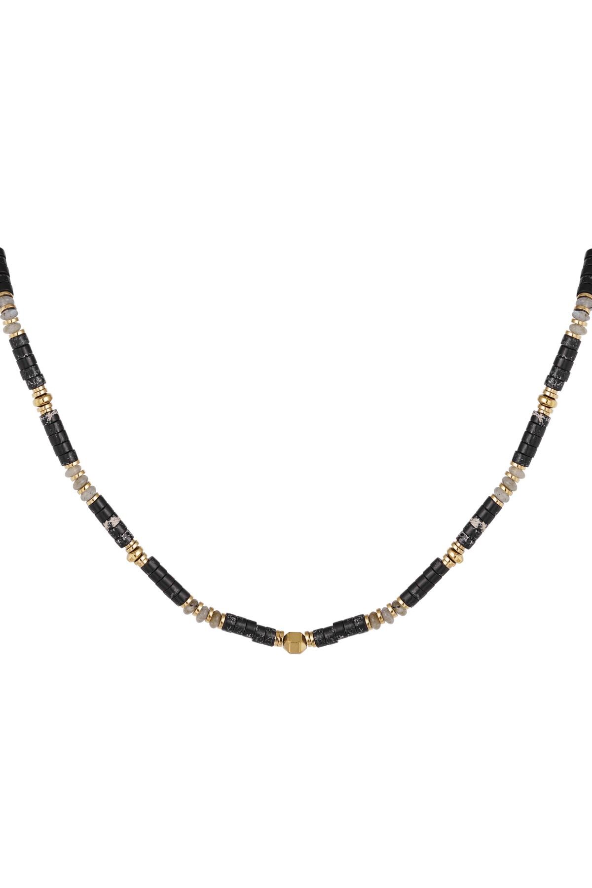 Necklace with small colored stones Black & Gold h5 