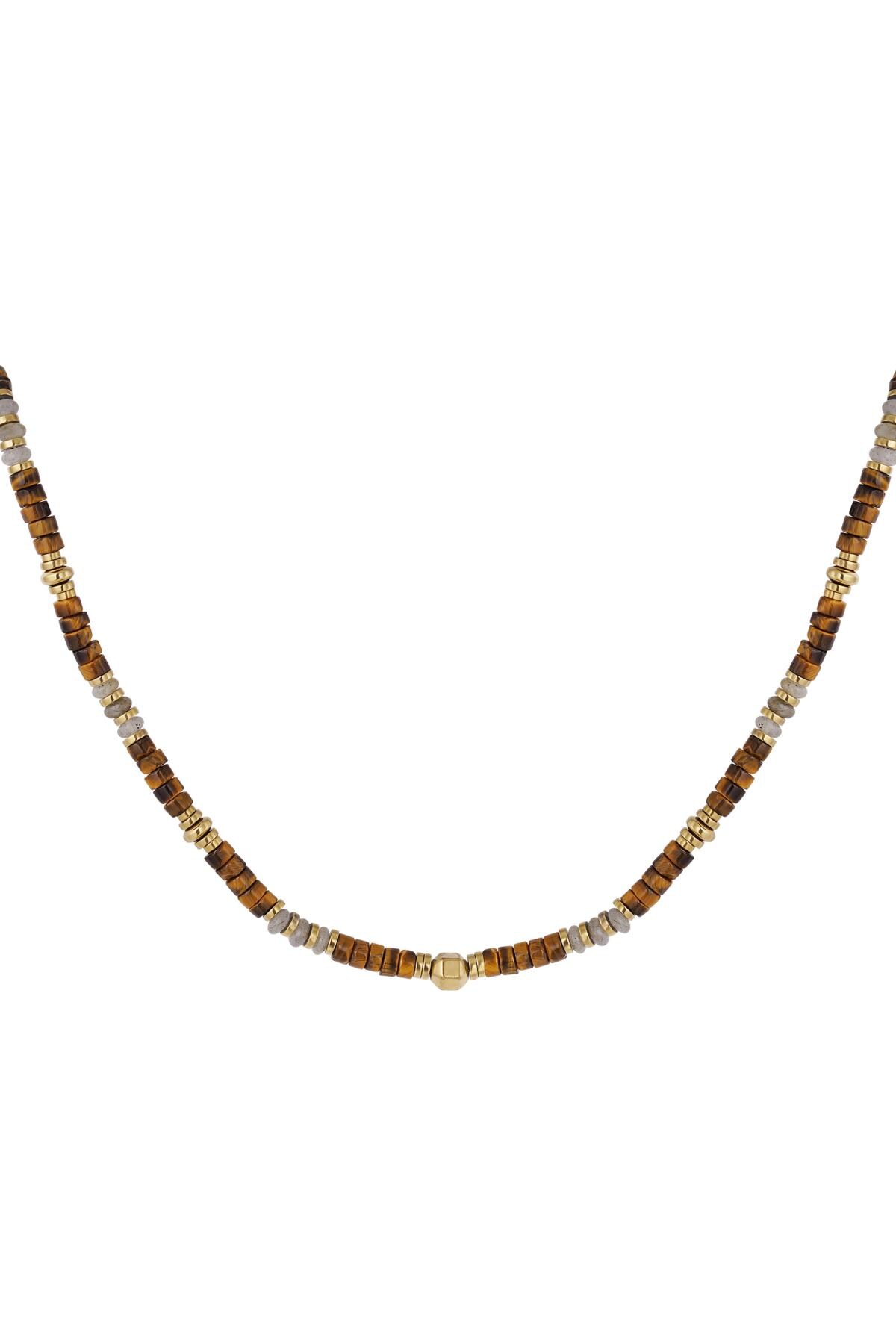 Necklace with small colored stones Brown h5 