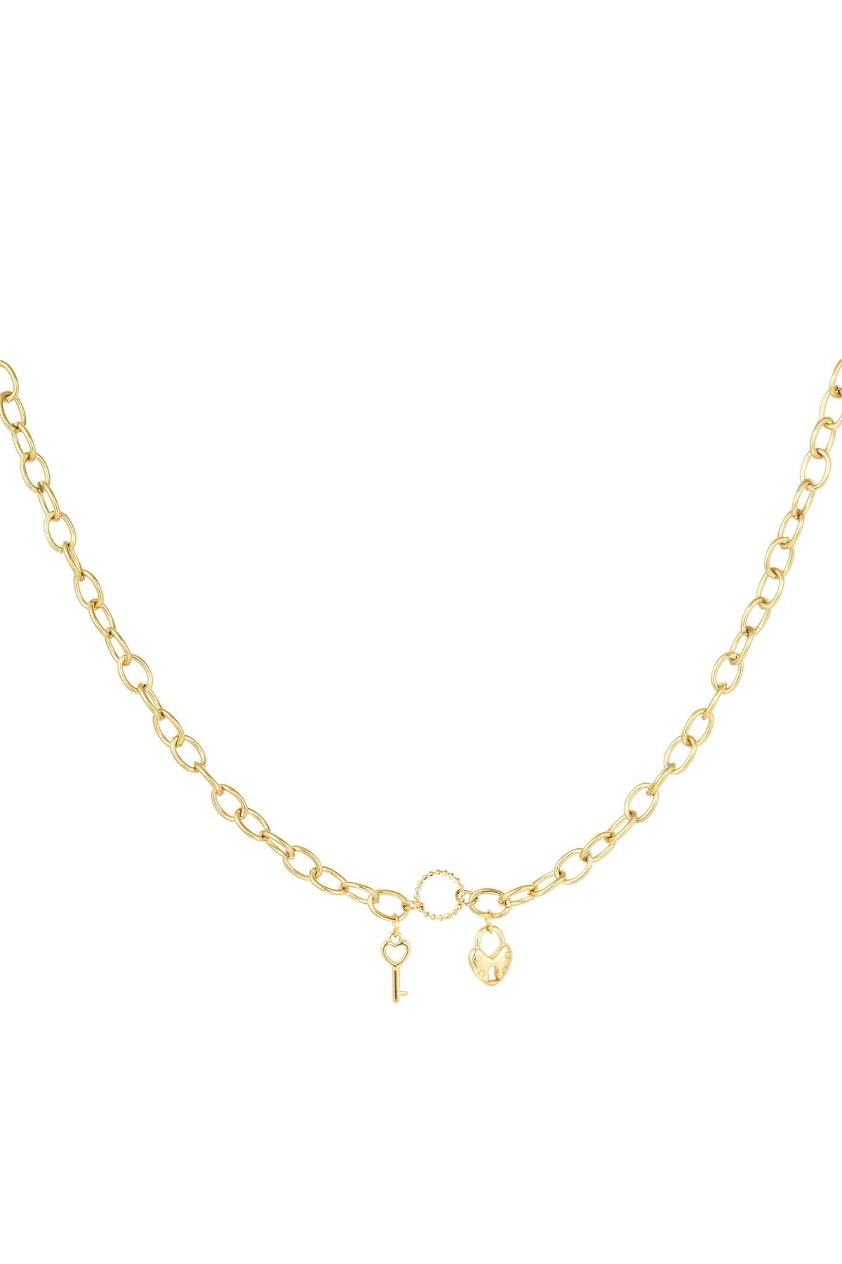 Ketting sleutel & slotje Goud Stainless Steel h5 