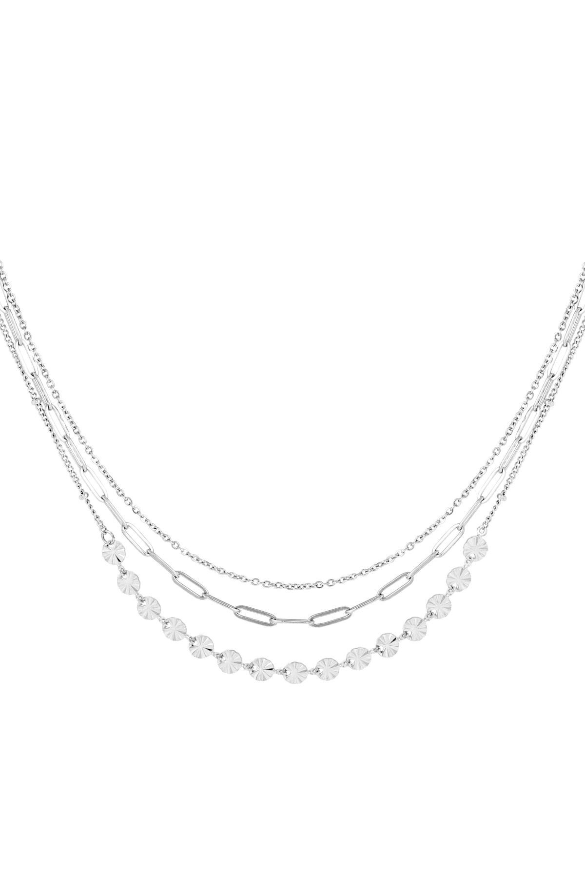 Necklace 3 layers Silver Stainless Steel h5 