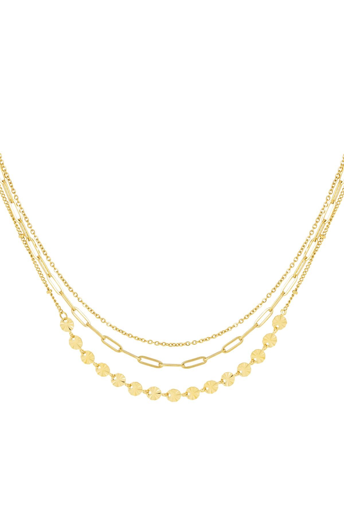 Necklace 3 layers Gold Stainless Steel h5 