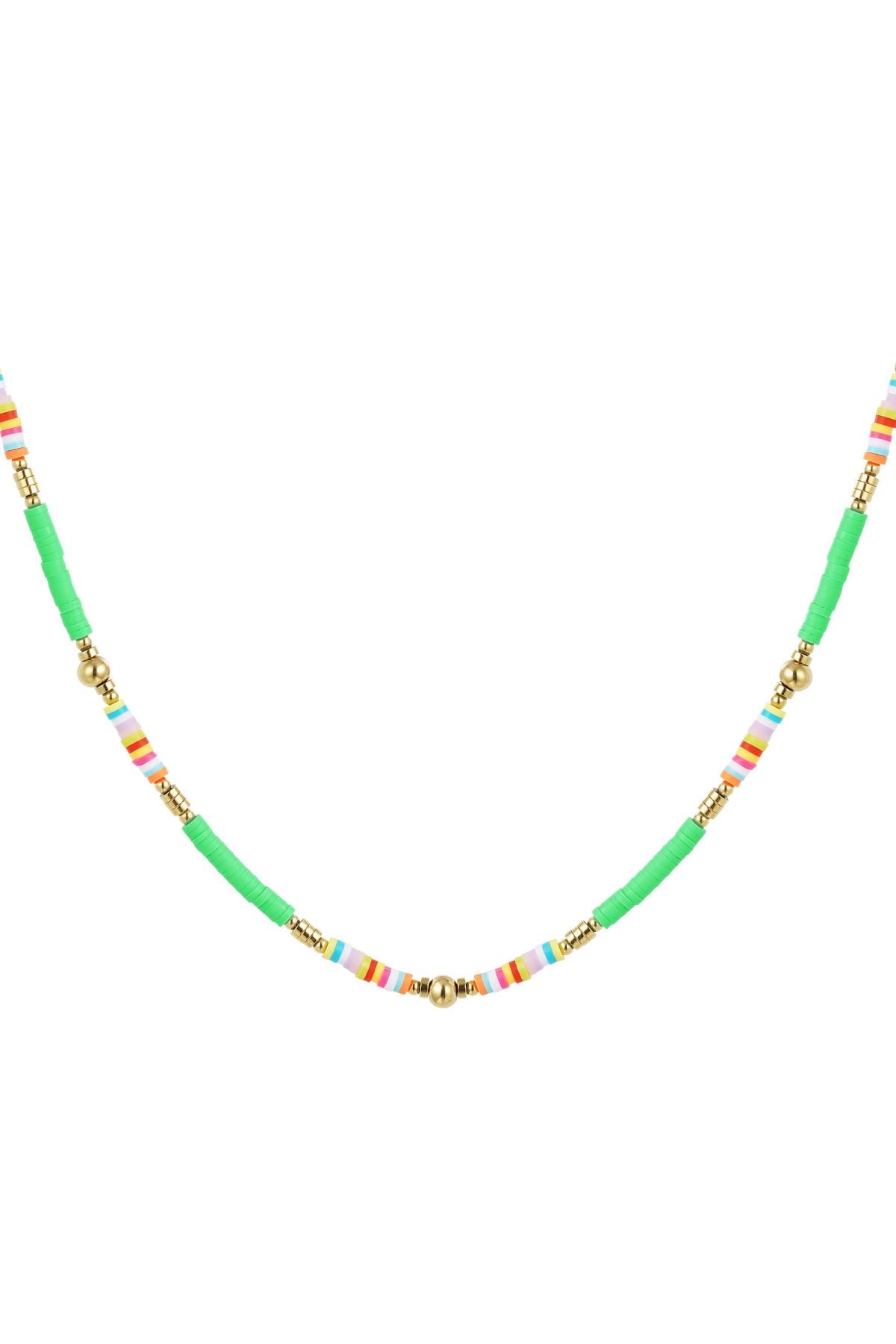 Beaded necklace cheerful Green & Gold Hematite 