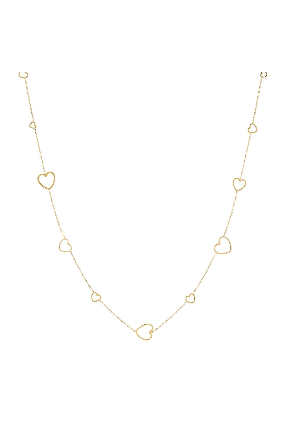 Long chain hearts Gold Stainless Steel 