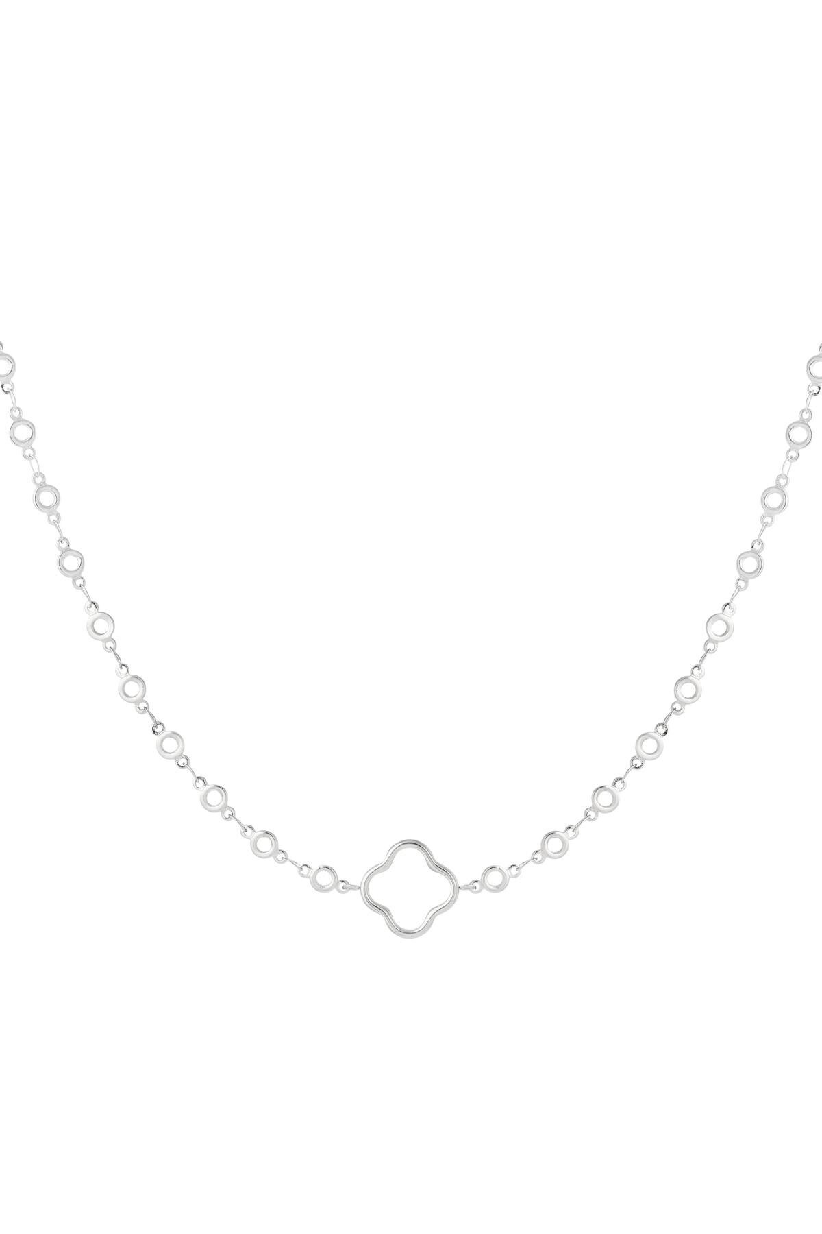 Chain circles with clover Silver Stainless Steel h5 