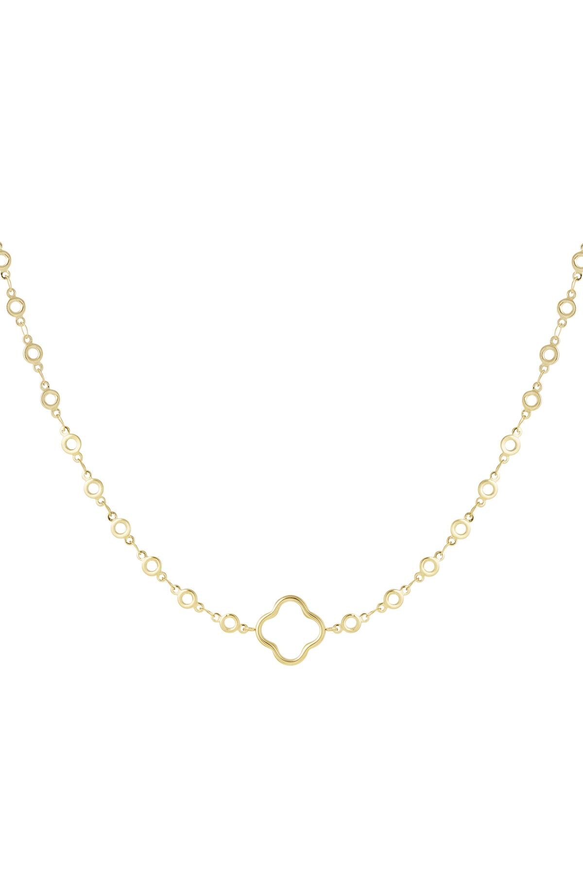 Chain circles with clover Gold Stainless Steel h5 