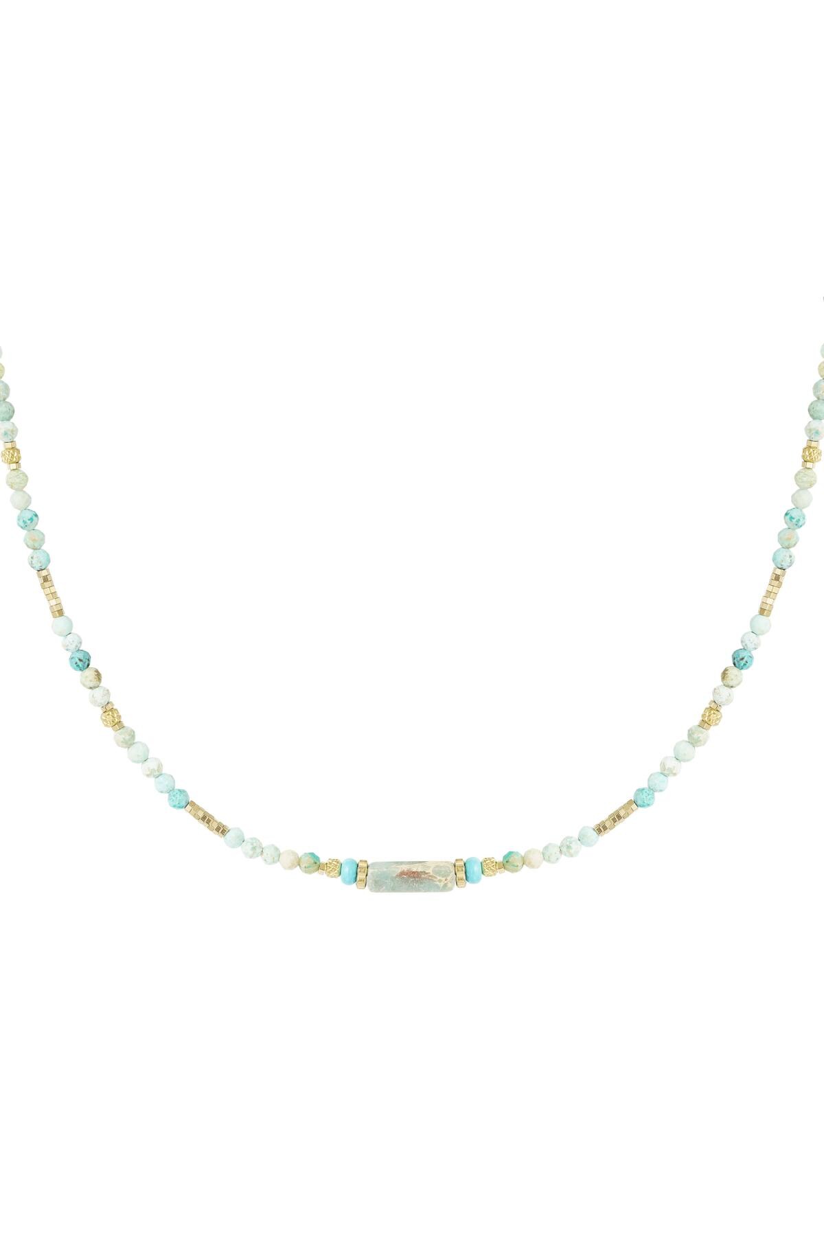 Necklace many beads - Natural stones collection Turquoise & Gold Stainless Steel h5 