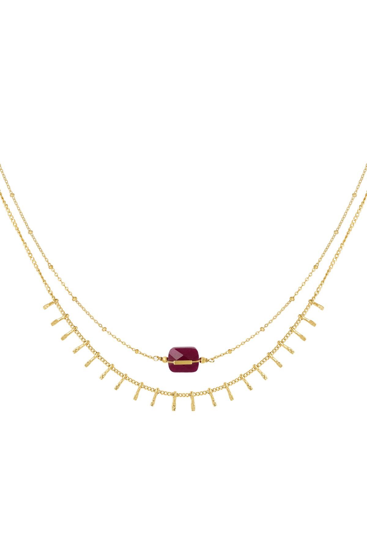 Necklace with details - Natural stone collection Fuchsia h5 