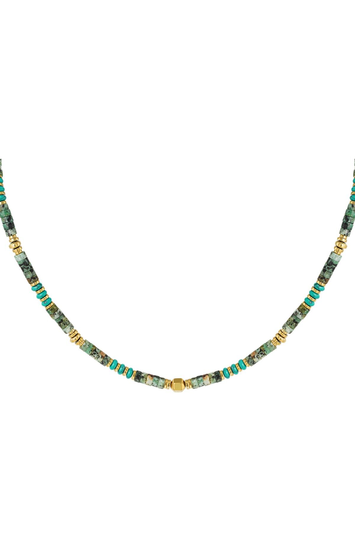 Necklace cheerful beads - Natural stones collection Green & Gold h5 