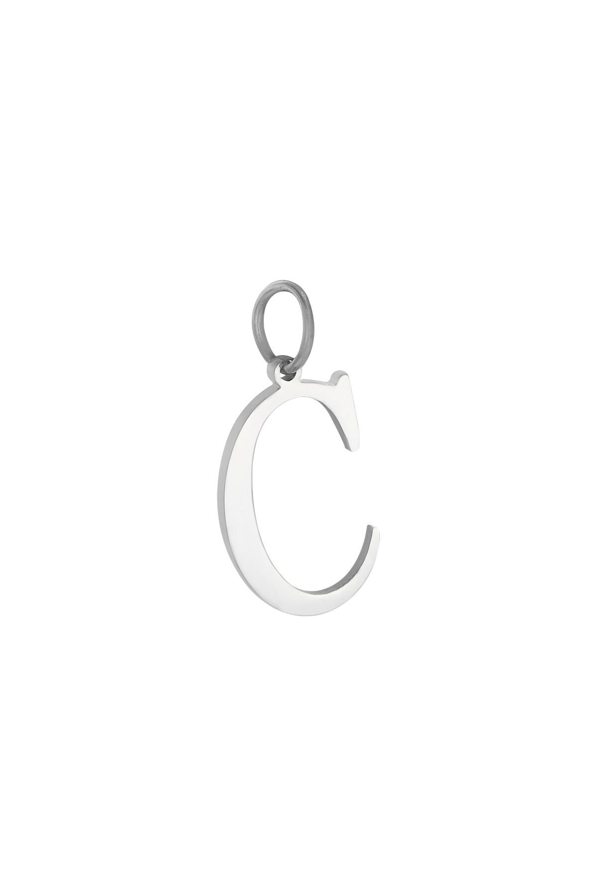 Colore argento / Charm C Silver Stainless Steel Immagine35