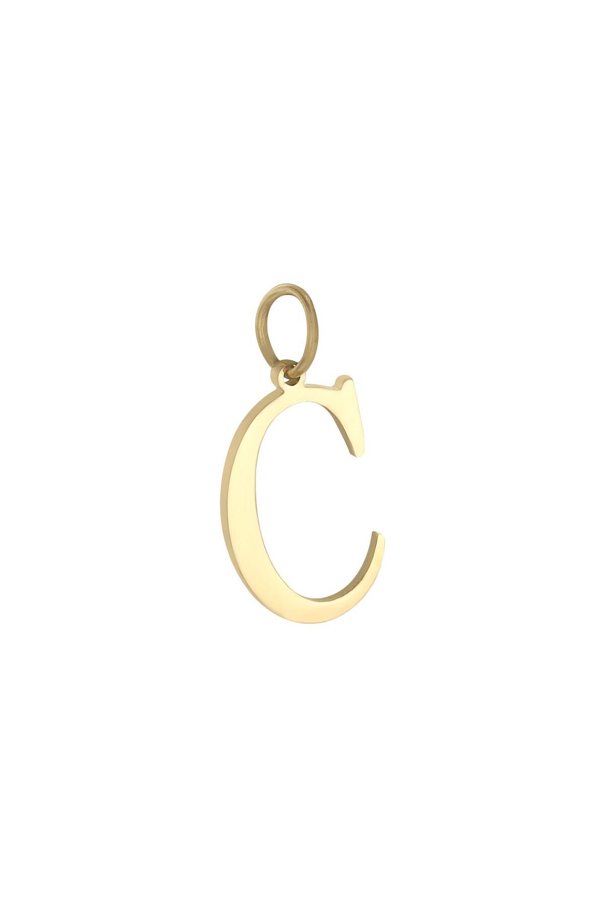 Colore oro / Charm C Gold Stainless Steel Immagine46