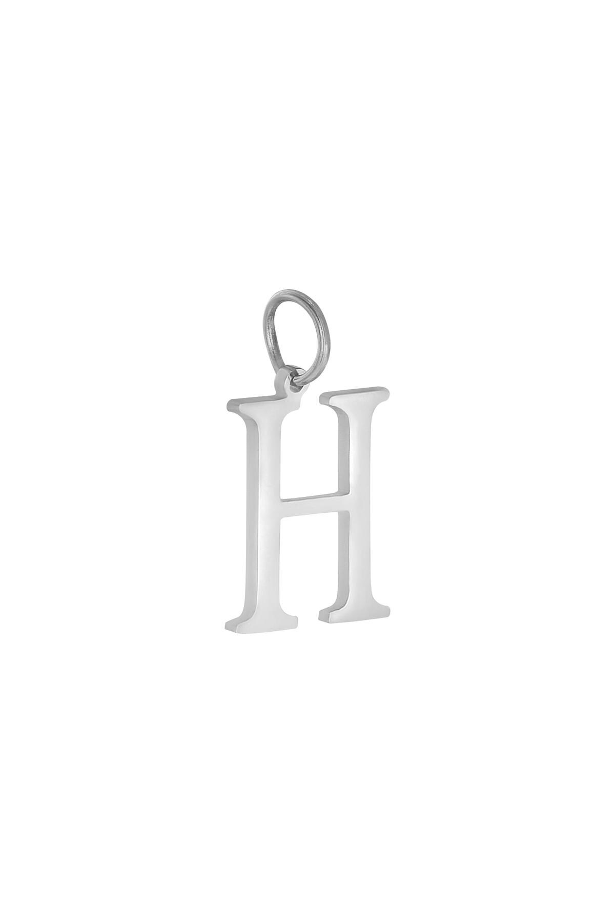 Colore argento / Charm H Silver Stainless Steel Immagine12