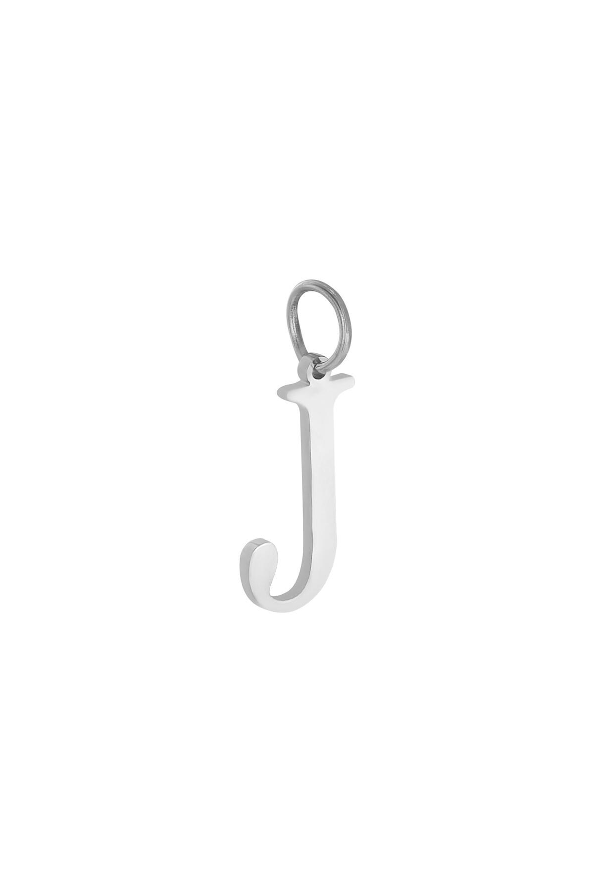 Colore argento / Charm J Silver Stainless Steel Immagine3