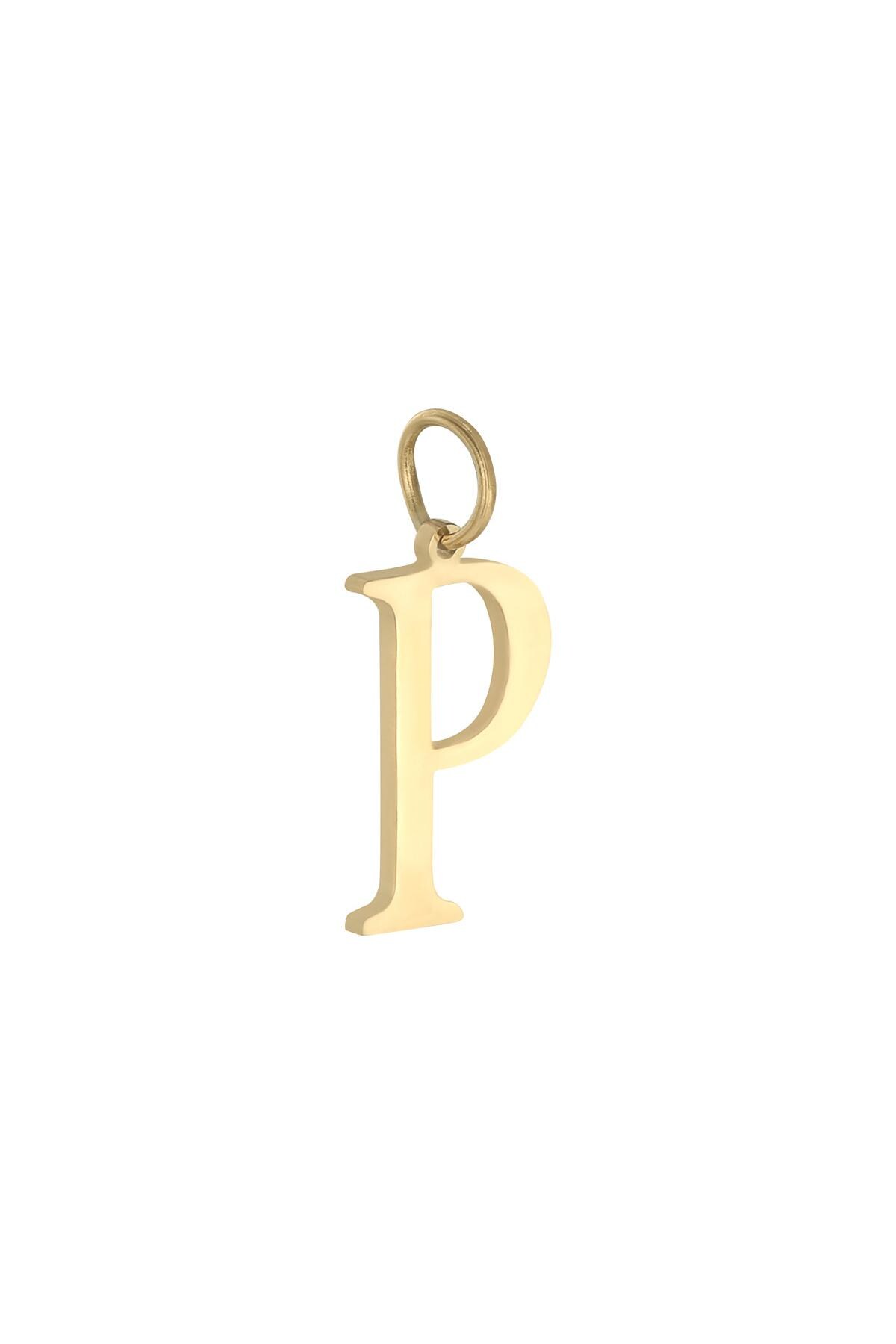 Colore oro / Charm P Gold Stainless Steel Immagine34