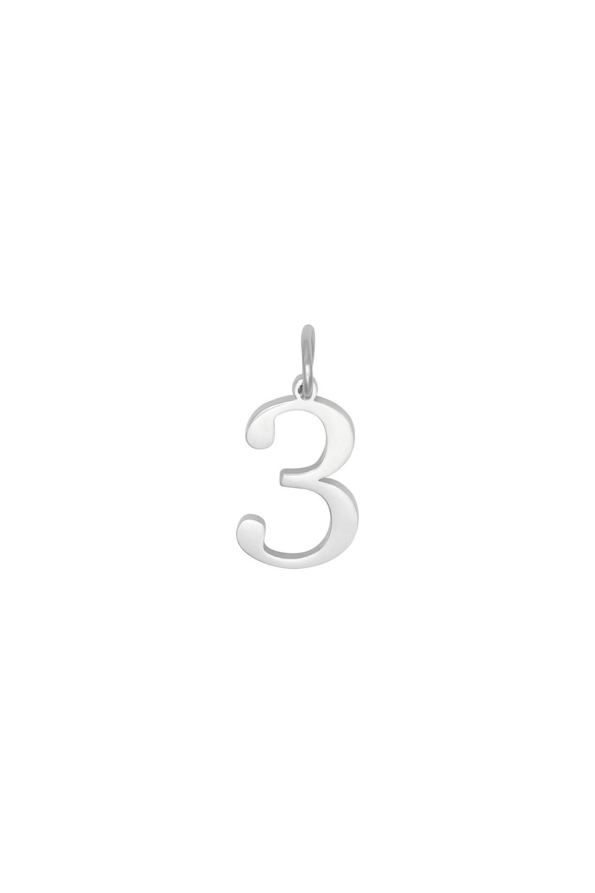 Silver color / DIY Charm Digits Silver - 3 Stainless Steel Picture8