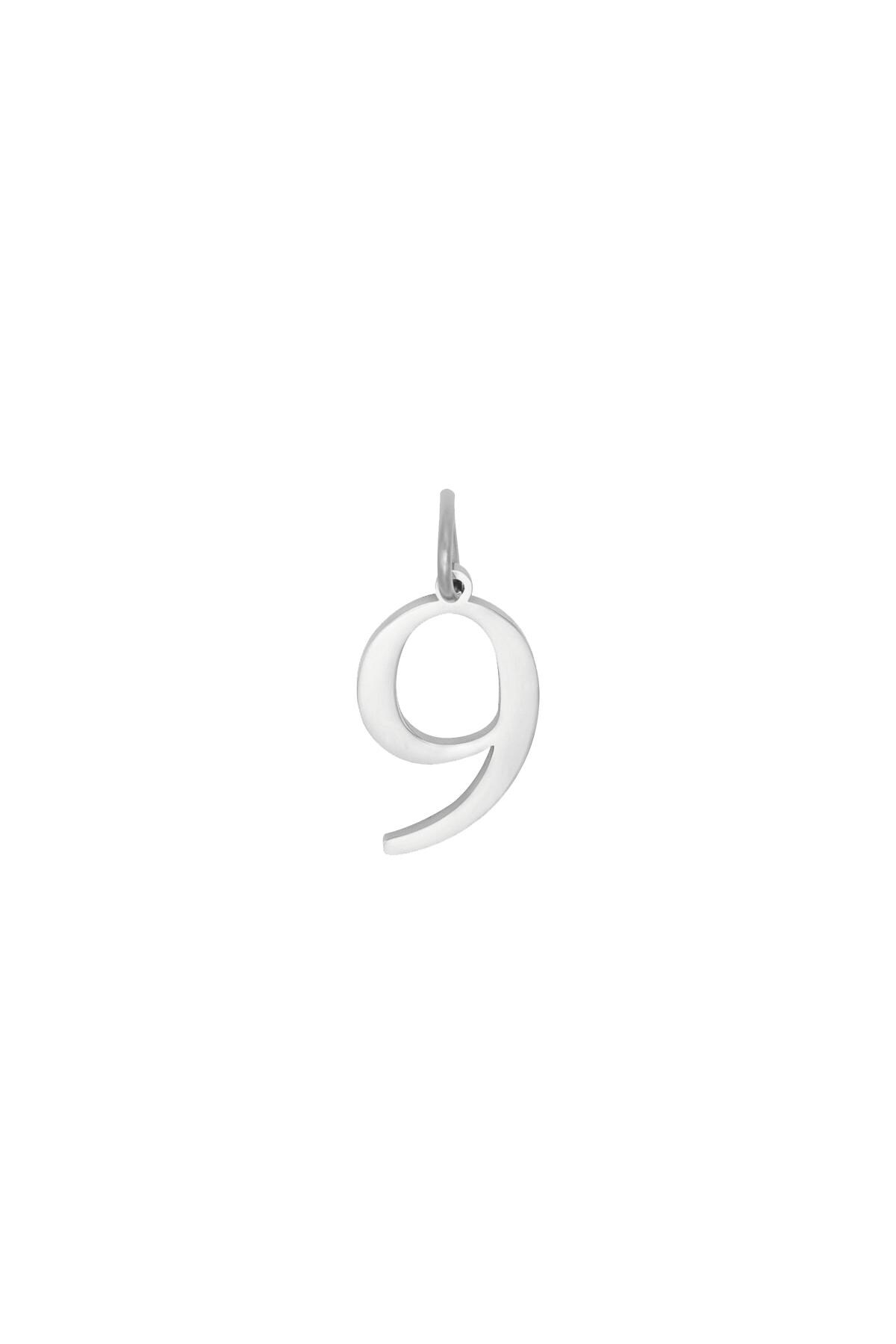 Silver color / DIY Charm Digits Silver - 9 Stainless Steel Picture2