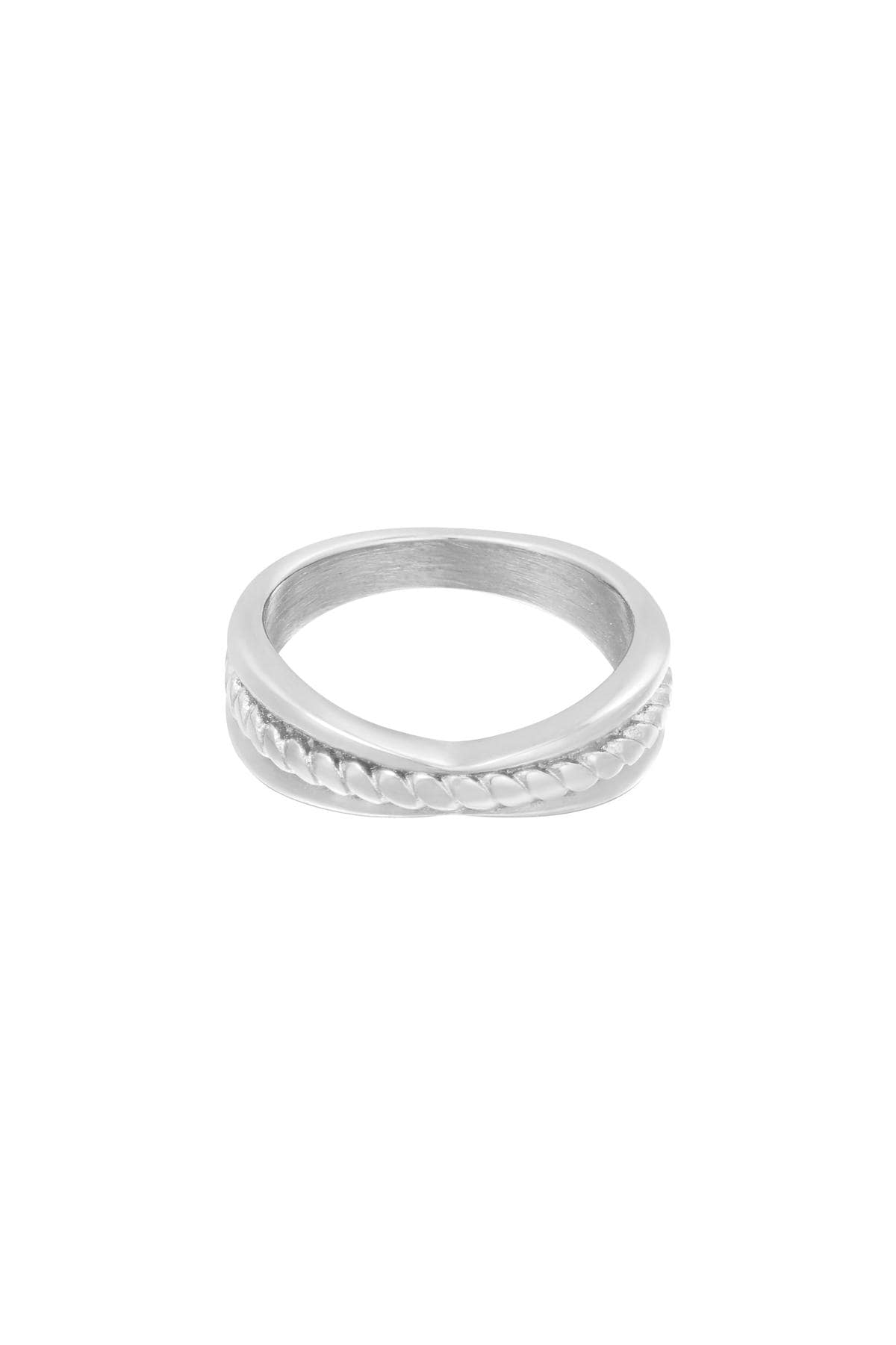 Bague Intertwine Argenté Acier inoxydable 16 h5 