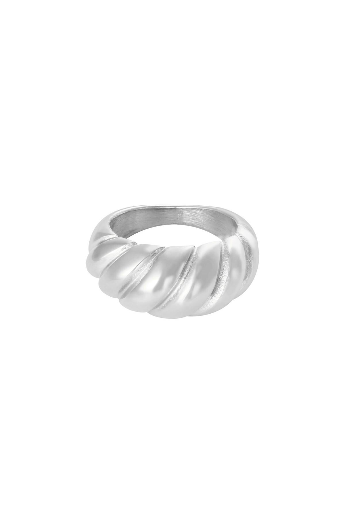 Silver color / 16 / Ring Large Baguette Silver Stainless Steel 16 