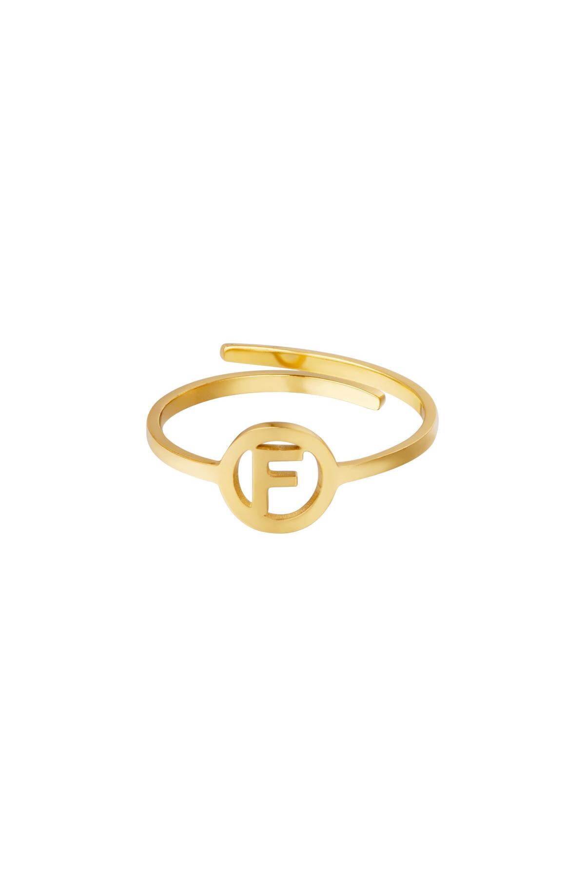 Goldfarbe / Ringinitiale aus Edelstahl Gold 