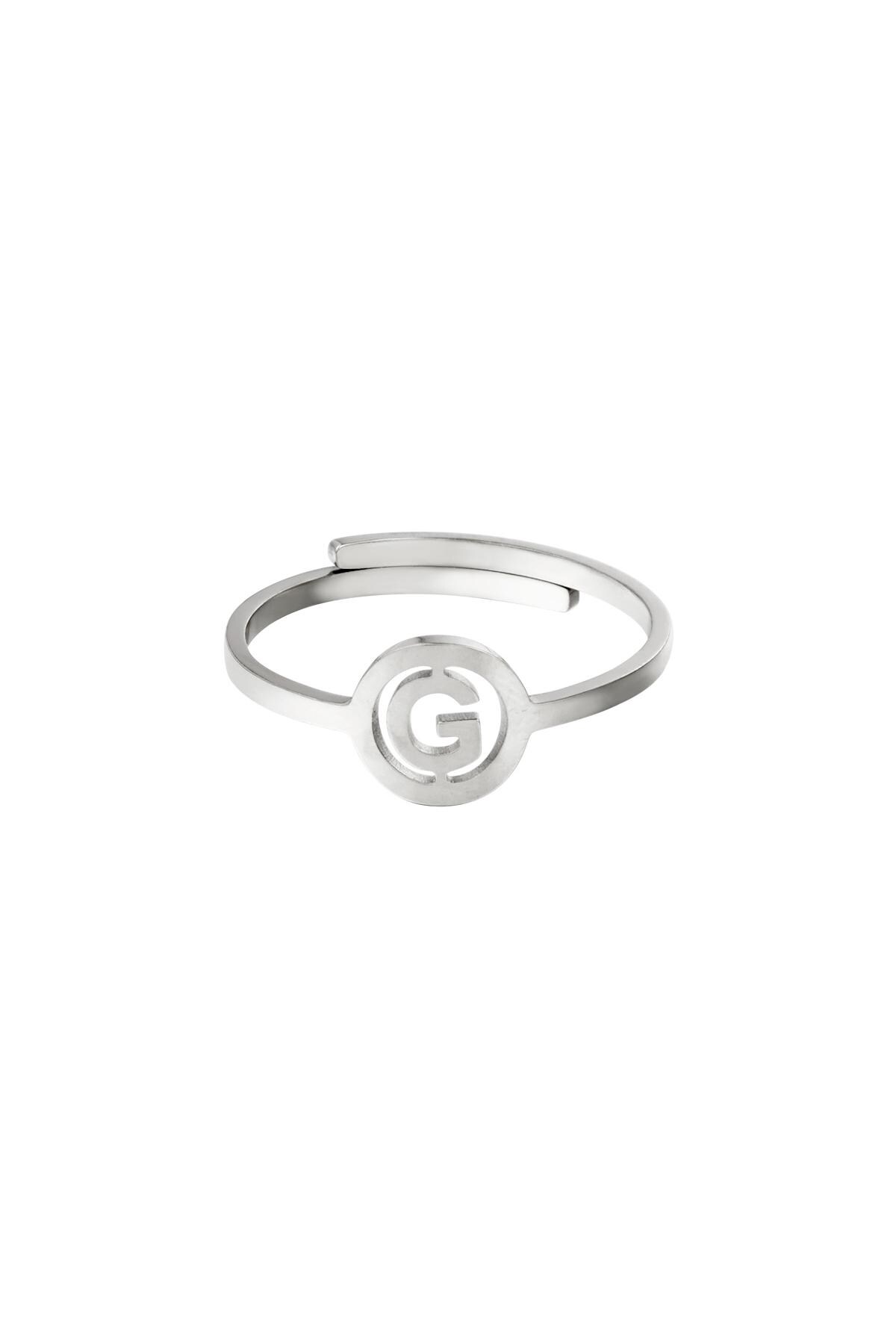 Edelstahlring Initiale G Silber 