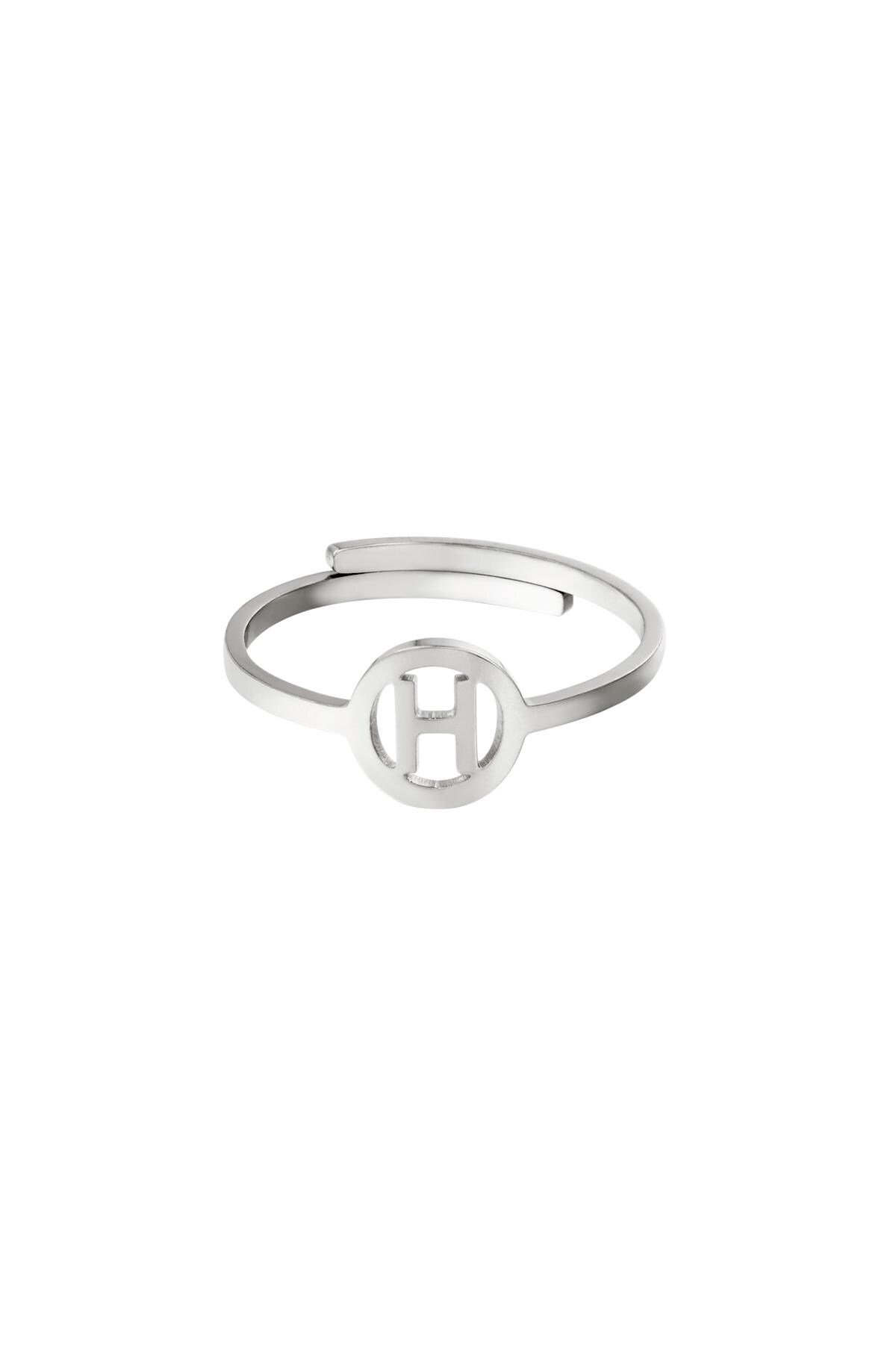 Stainless steel ring initial H Silver 