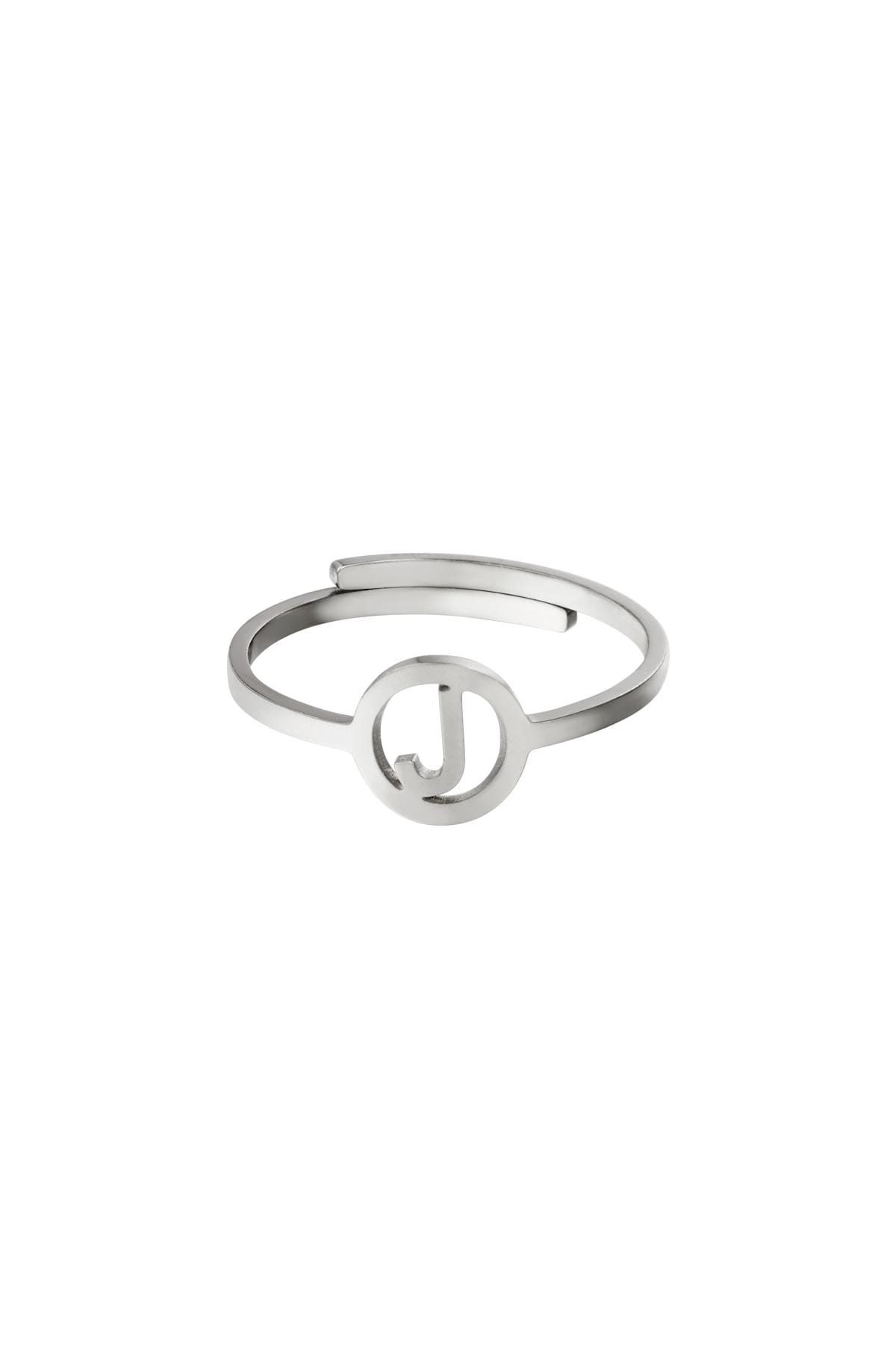 RVS ring initiaal J Zilver Stainless Steel 