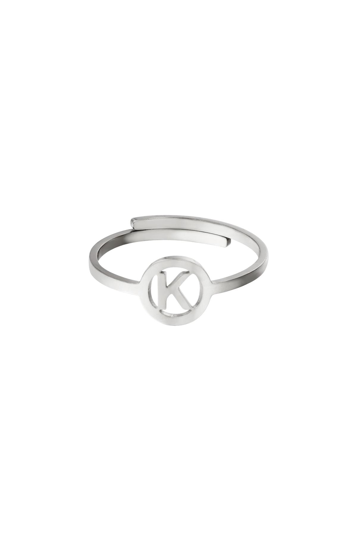 Bague en acier inoxydable initiale K Argenté h5 