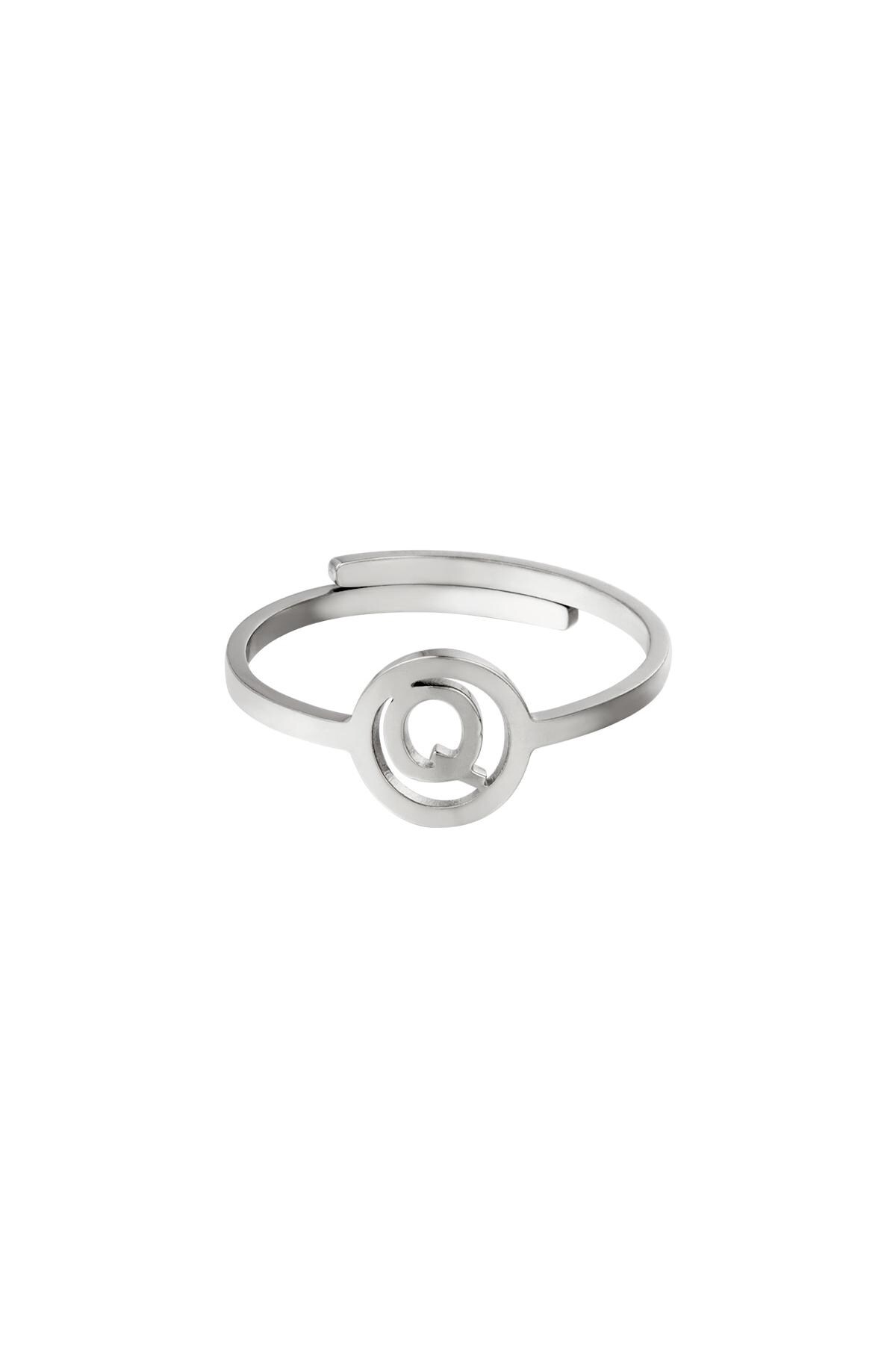 Bague en acier inoxydable initiale Q Argenté h5 