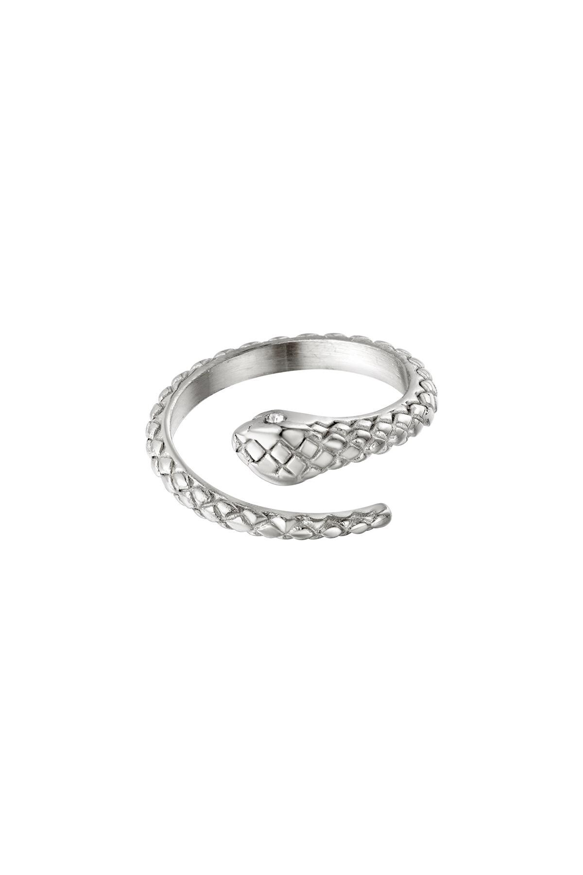 Stainless steel ring snake with zircon stone Silver One size h5 