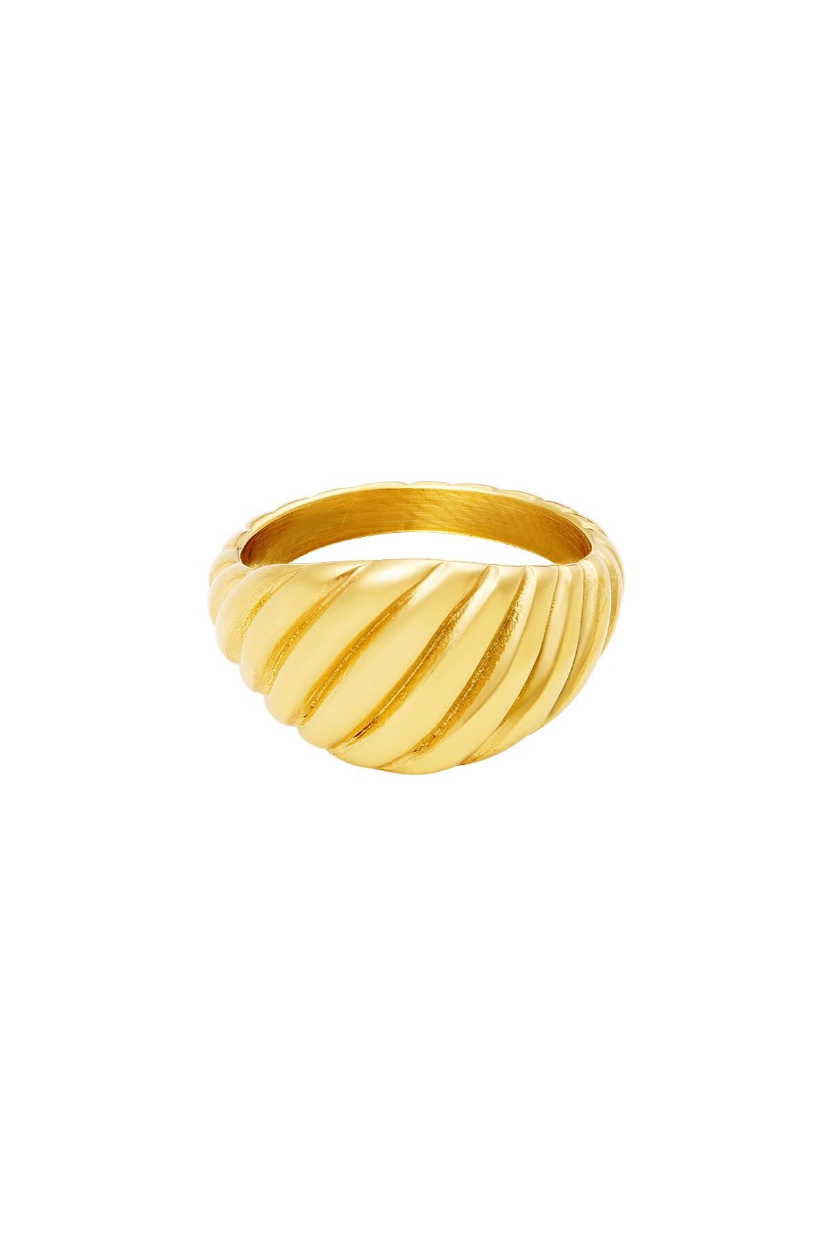 Ring baquette Gold Stainless Steel 16 h5 