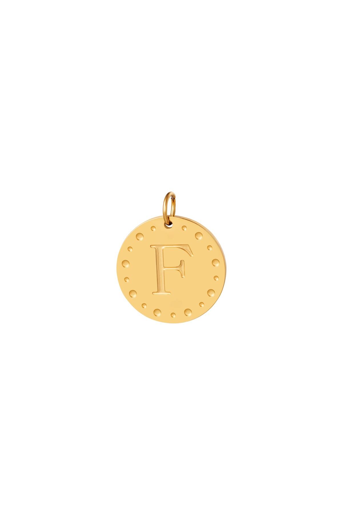 Gold color / Circle charm initial F Gold Stainless Steel Picture26