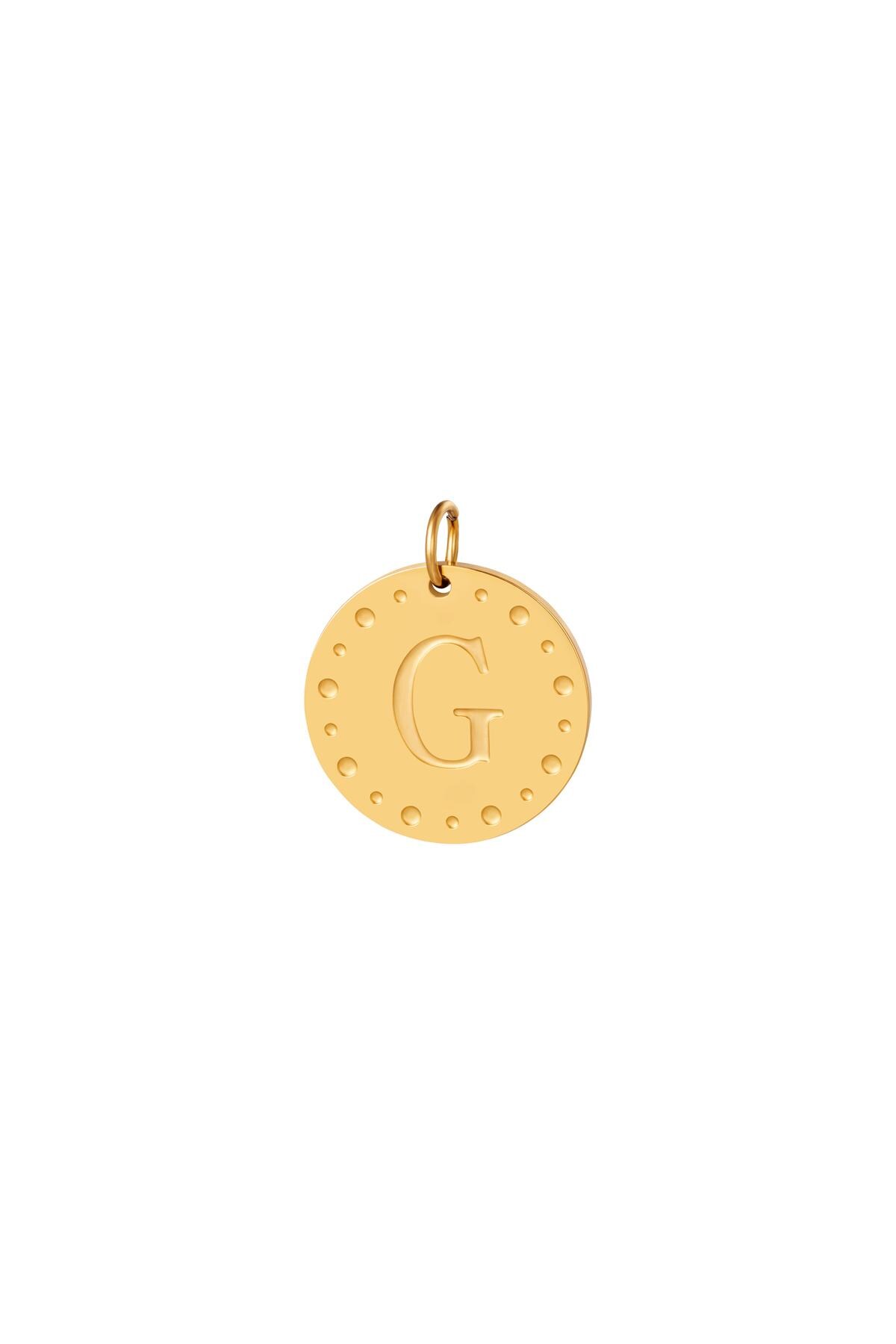 Gold color / Circle charm initial G Gold Stainless Steel 