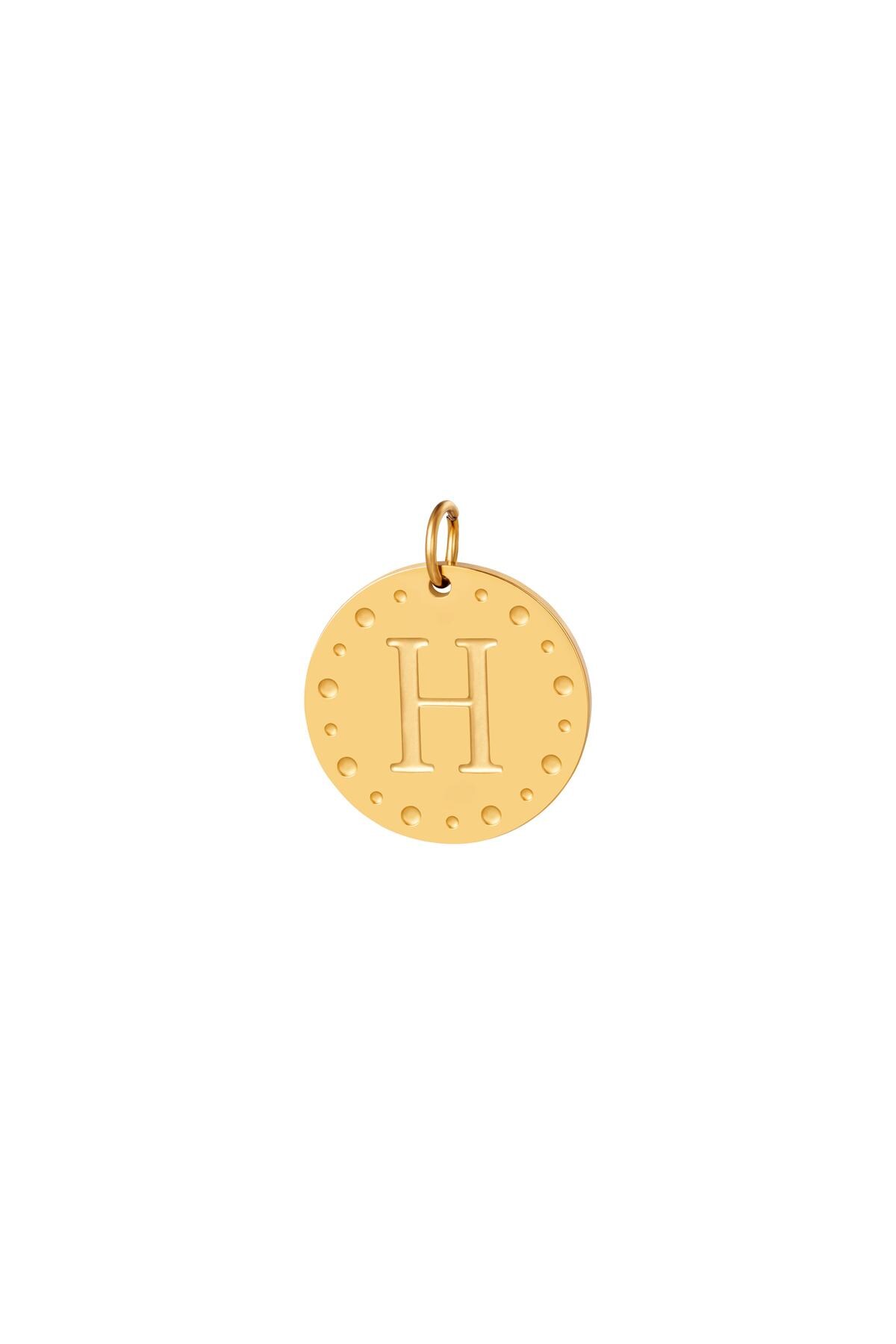 Gold color / Circle charm initial H Gold Stainless Steel Picture2