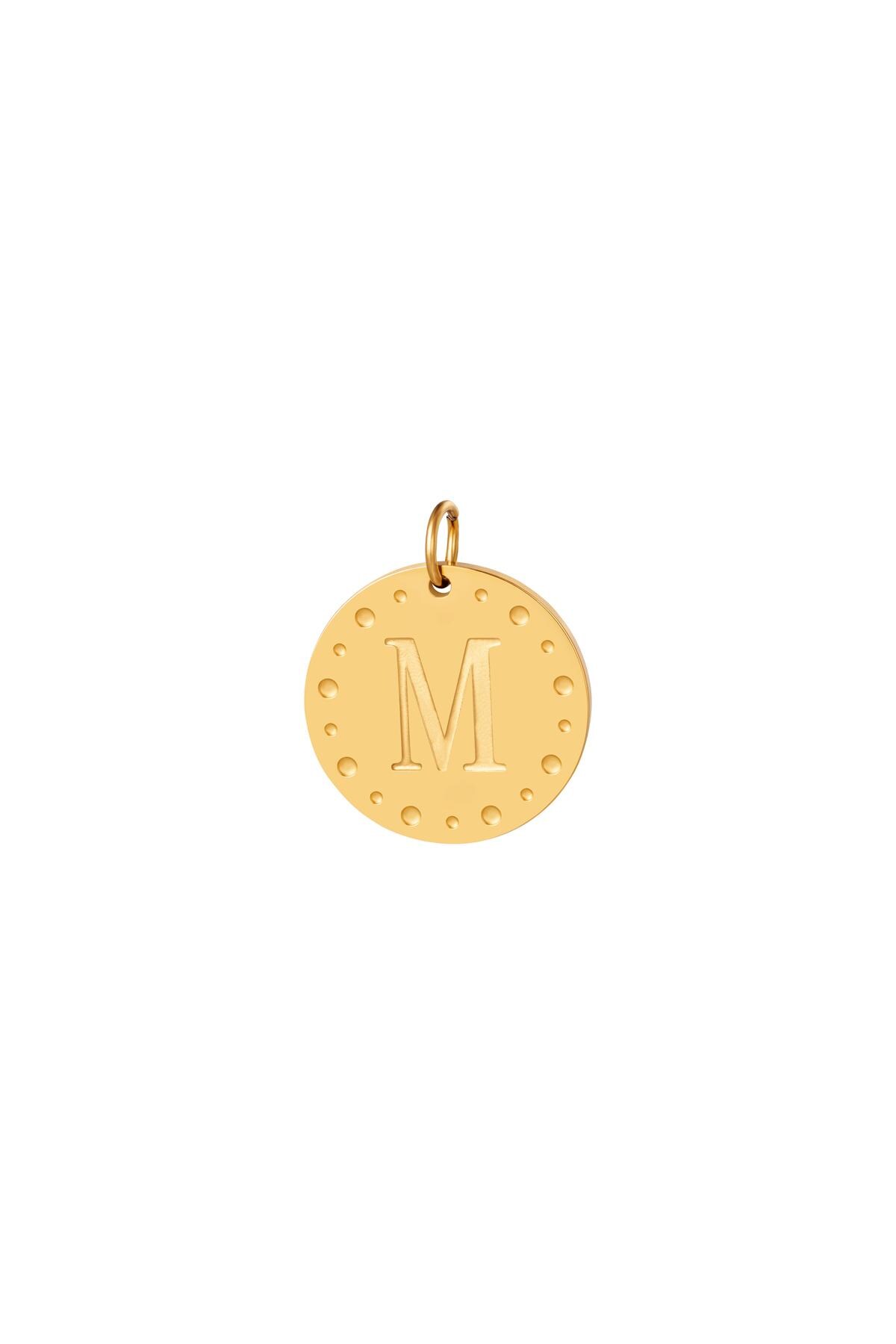 Gold color / Circle charm initial M Gold Stainless Steel Picture37