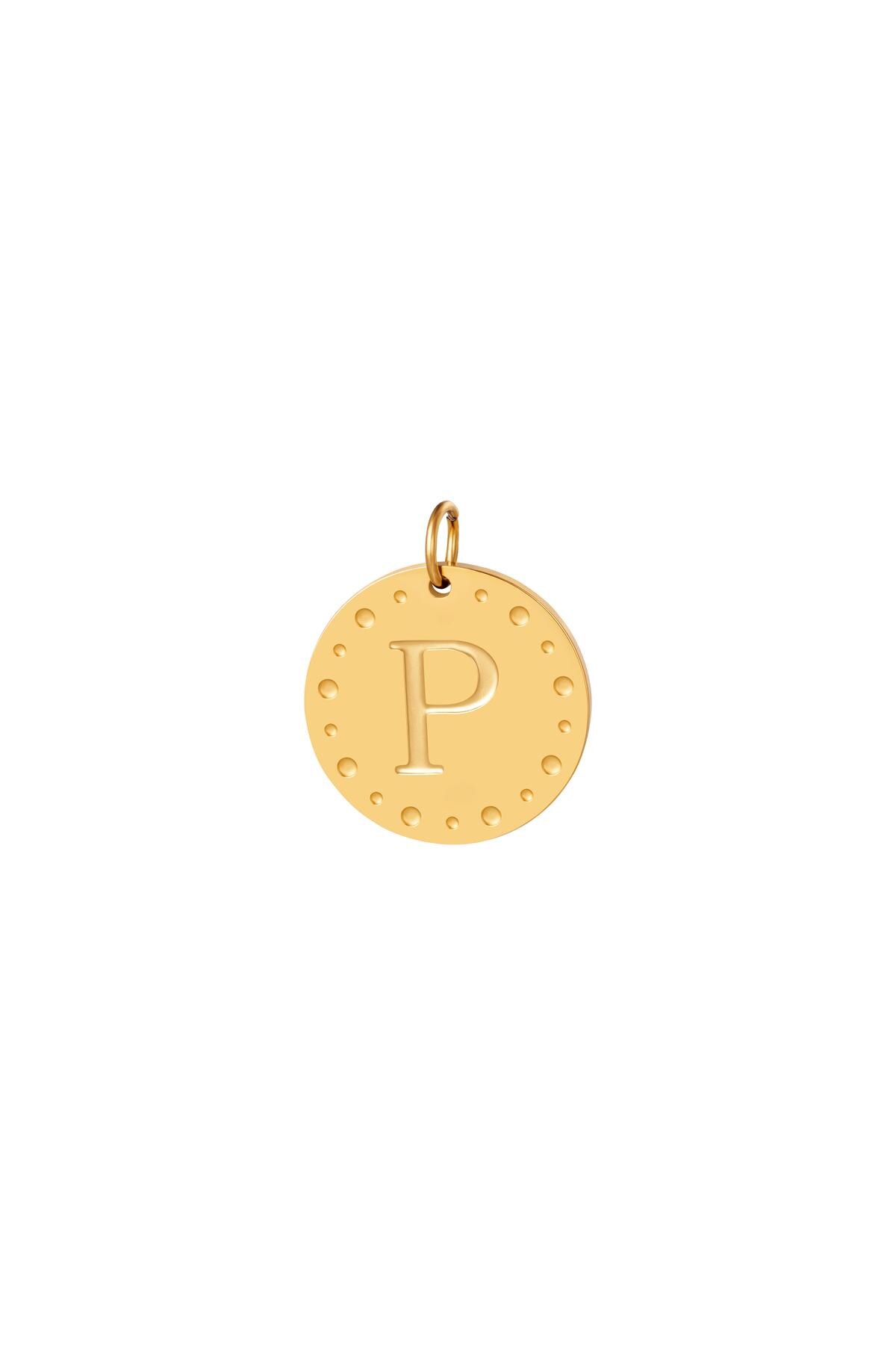 Gold color / Circle charm initial P Gold Stainless Steel Picture31