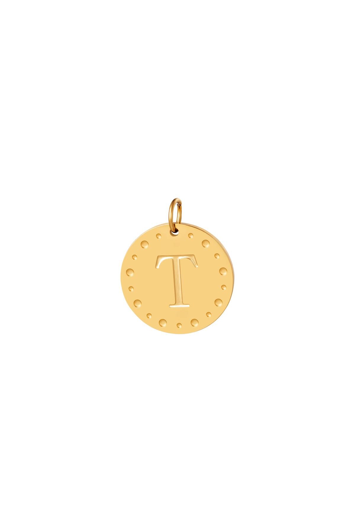 Gold color / Circle charm initial T Gold Stainless Steel Picture21