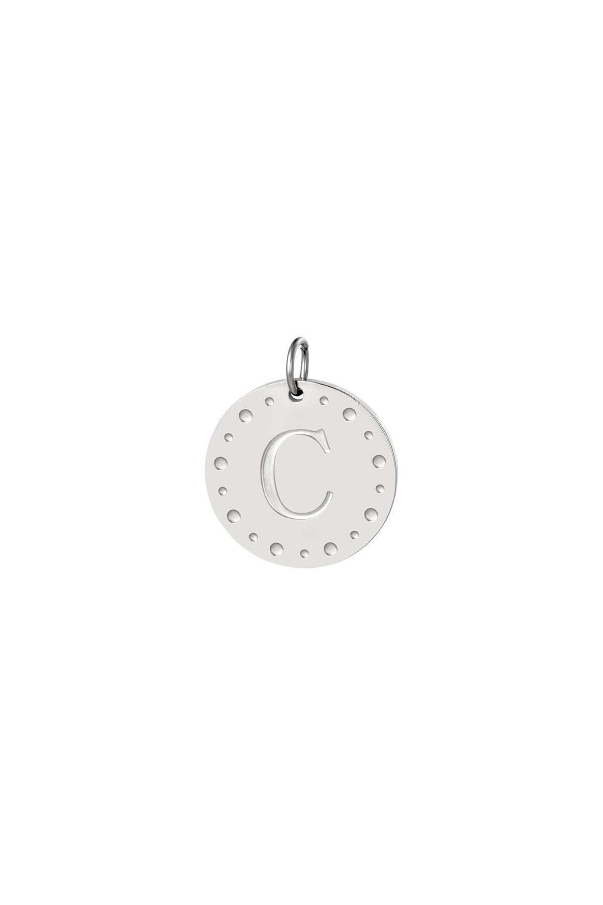 Silver color / Circle charm initial C Silver Stainless Steel Picture3