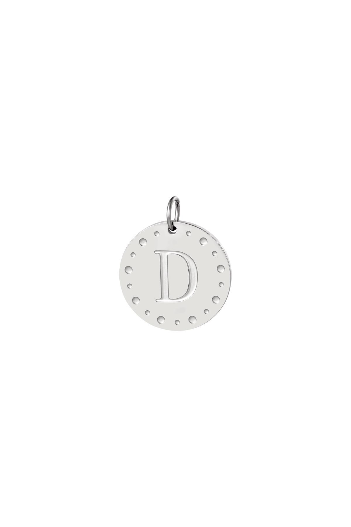 Silver color / Circle charm initial D Silver Stainless Steel Picture4