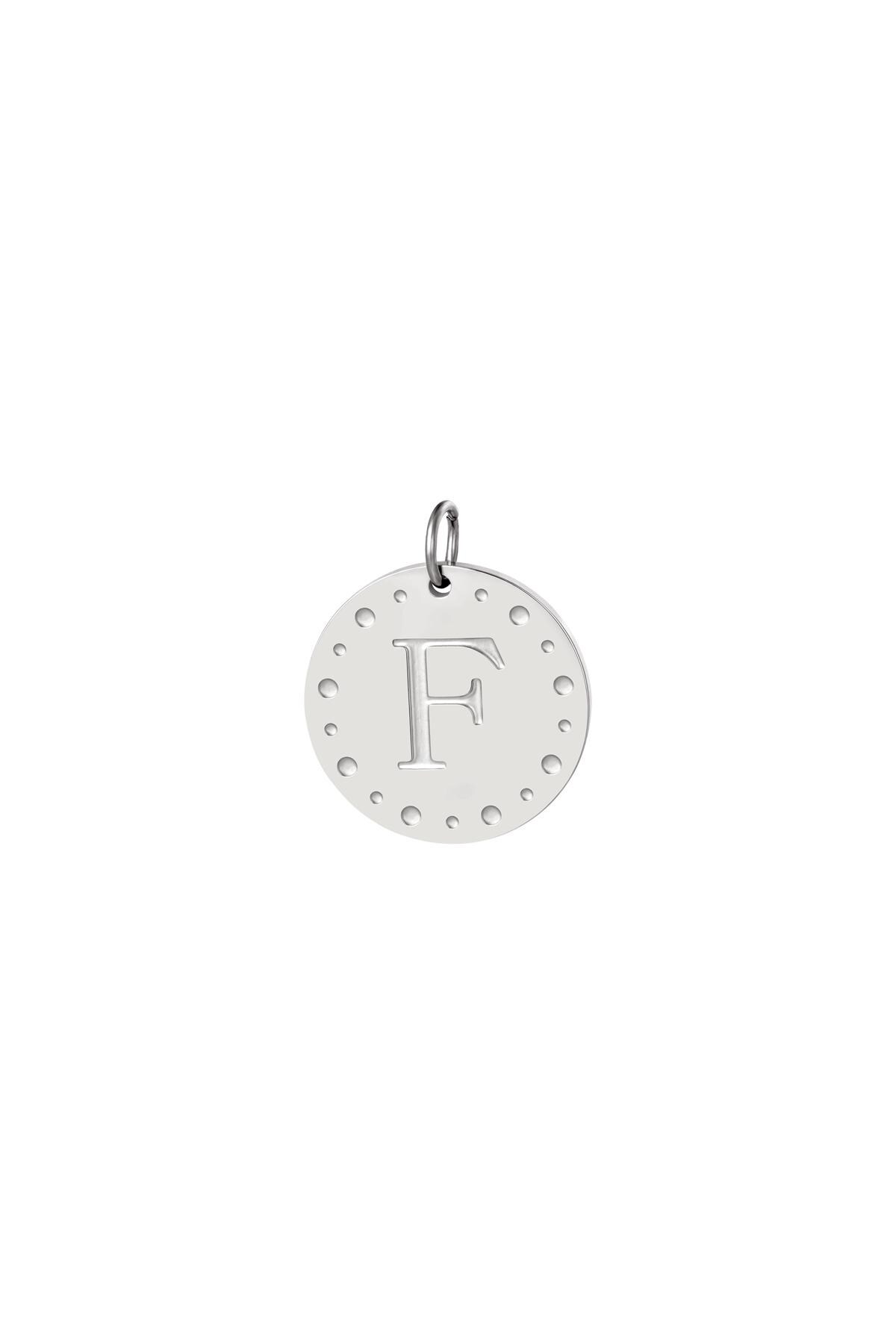 Silver color / Circle charm initial F Silver Stainless Steel Picture6