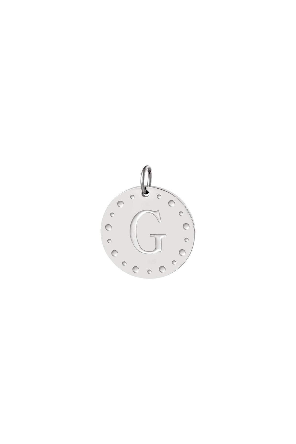 Silver color / Circle charm initial G Silver Stainless Steel Picture7