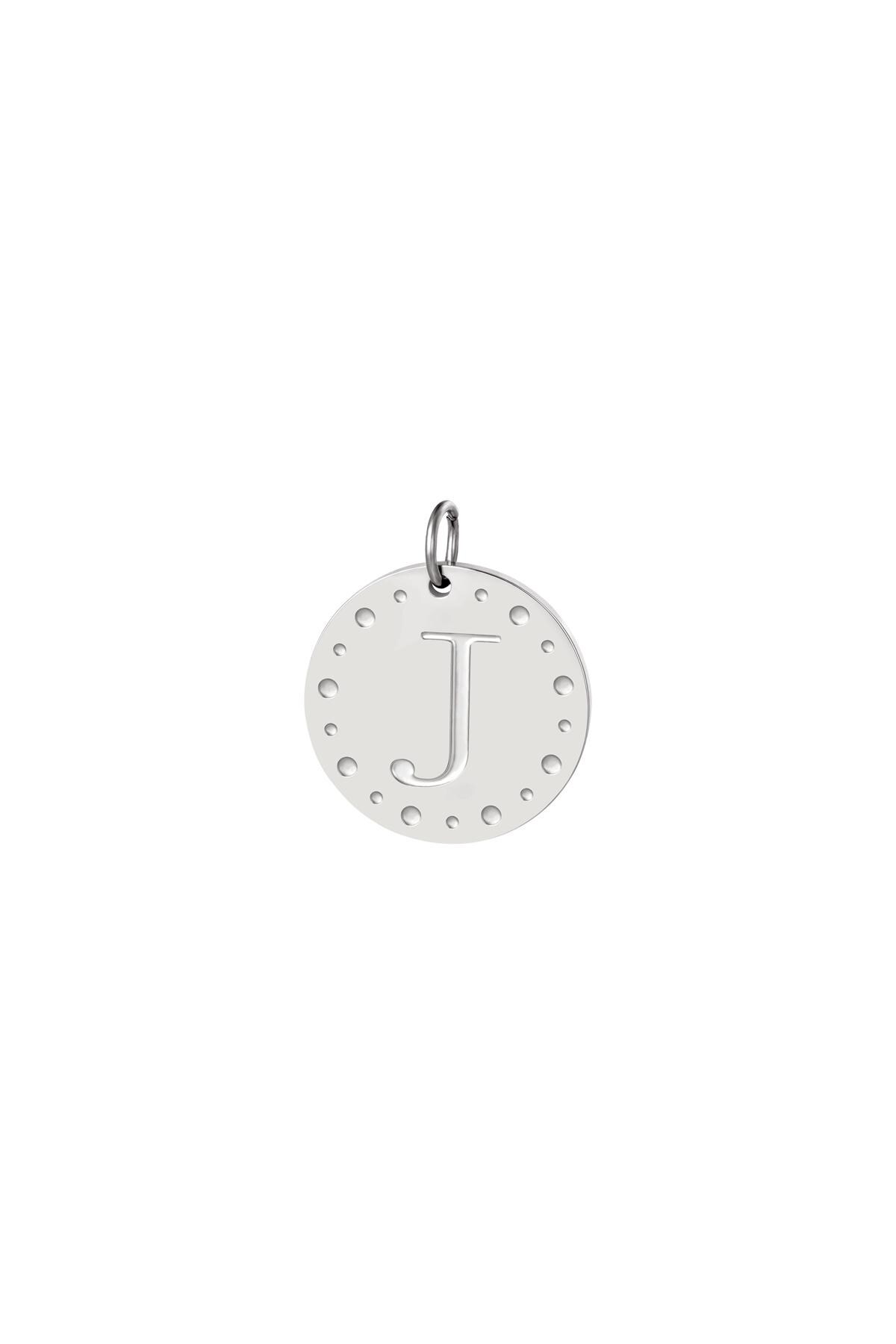 Silver color / Circle charm initial J Silver Stainless Steel Picture10