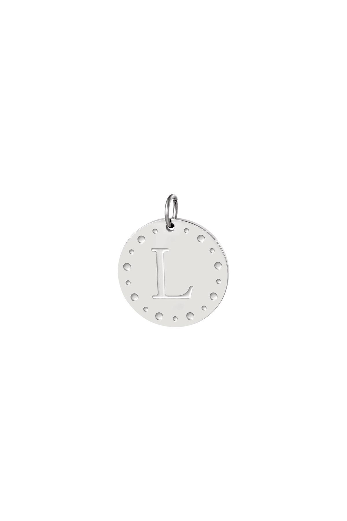 Silver color / Circle charm initial L Silver Stainless Steel Picture12