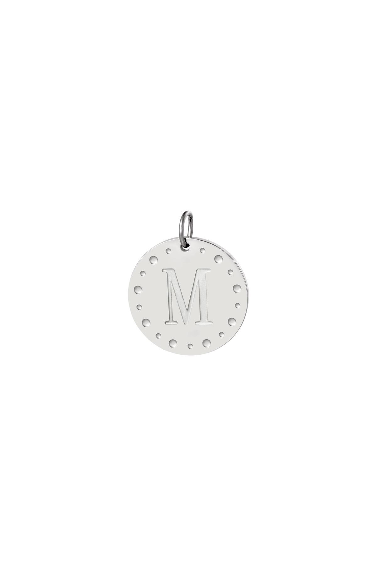 Silver color / Circle charm initial M Silver Stainless Steel Picture13