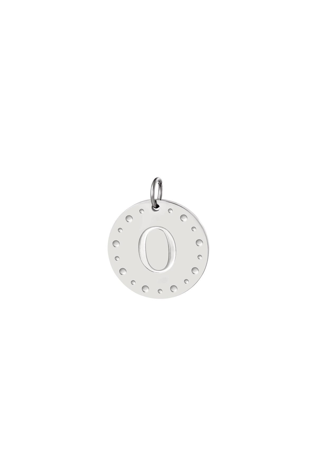 Silver color / Circle charm initial O Silver Stainless Steel Picture15